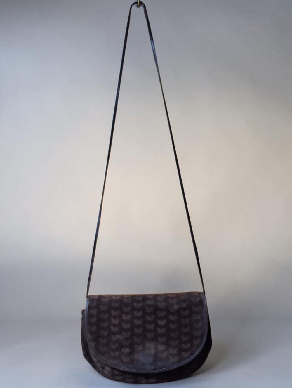 Vintage Bottega Veneta Butterfly Brown Suede Leather Crossbody Shoulder Bag